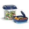 imageFit ampamp Fresh 216HL Entree Set with Ice Pack 3 Reusable Portion Control Containers BPAFree MicrowaveDishwasher Safe Lunch Box Entre BlueDeluxe Salad Shaker w Ice Pack  Navy