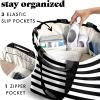 imageFit ampamp Fresh Large Beach Bag for Women  Extra Large Travel Tote With PocketsBlack  White Stripe