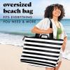 imageFit ampamp Fresh Large Beach Bag for Women  Extra Large Travel Tote With PocketsBlack  White Stripe