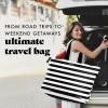 imageFit ampamp Fresh Large Beach Bag for Women  Extra Large Travel Tote With PocketsBlack  White Stripe