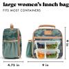 imageFit ampamp Fresh Lunch Bag For Women Insulated Womens Lunch Bag For Work Large Lunch Box For Women With Two Matching Containers Townsend Lunch Bag Navy WildflowerGreen Camo