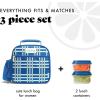 imageFit ampamp Fresh Lunch Bag For Women Insulated Womens Lunch Bag For Work Large Lunch Box For Women With Two Matching Containers Townsend Lunch Bag Navy WildflowerBlue Pistachio Plaid