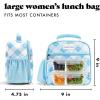 imageFit ampamp Fresh Lunch Bag For Women Insulated Womens Lunch Bag For Work Large Lunch Box For Women With Two Matching Containers Townsend Lunch Bag Navy WildflowerLight Blue Gingham
