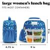 imageFit ampamp Fresh Lunch Bag For Women Insulated Womens Lunch Bag For Work Large Lunch Box For Women With Two Matching Containers Townsend Lunch Bag Navy WildflowerBlue Wildflower