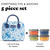 imageFit ampamp Fresh Lunch Bag For Women Insulated Womens Lunch Bag For Work Leakproof ampamp StainResistant Large Lunch Box For Women With Containers Zipper Closure Bloomington Bag Blue Floral