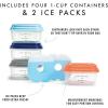 imageFit ampamp Fresh Small Plastic Containers With Lids 8 oz Small Snack Containers With Lids Reusable Leakproof Dressing and Condiment Containers With Two Attachable Ice Packs 4PK Light1 Cup