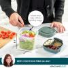 imageRachael Ray Salad Container For Lunch Salad Lunch Container For Adults Salad Bowl Kit With Compartments For Salad Dressing ampamp Toppings Includes Ice PackDeluxe Salad Set  Green