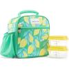 imageFit ampamp Fresh Lunch Bag For Women Insulated Womens Lunch Bag For Work Large Lunch Box For Women With Two Matching Containers Townsend Lunch Bag Navy WildflowerBright Green Lemon