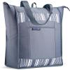 imageRachael Ray Chillout Soft Cooler Bag Large Reusable Insulated Grocery Bag with Zippered Top Travel Tote for Hot or Cold Food Grocery Tote BagSlate Stripe