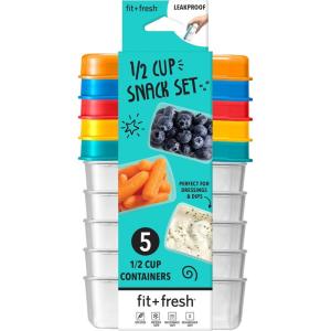 imageFit ampamp Fresh Kids 2Cup Chilled Containers Set of 4 Reusable Portion Control Containers with Removable Ice Packs BPAFree FreezerMicrowaveDishwasher Safe12 Cup