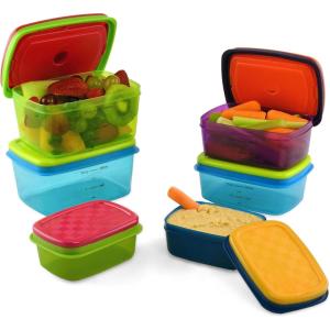 imageFit ampamp Fresh Kids Reusable Lunch Box Container Set with BuiltIn Ice Packs 14Piece Healthy Lunch and Snack Kit BPAFree Microwave Safe Portion ControlKids Healthy Lunch Set  14 Piece
