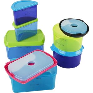 imageFit ampamp Fresh Kids Reusable Lunch Box Container Set with BuiltIn Ice Packs 14Piece Healthy Lunch and Snack Kit BPAFree Microwave Safe Portion ControlKids Container Set  14 Piece