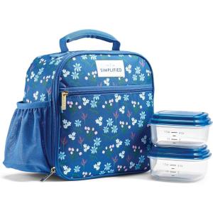 imageFit ampamp Fresh Lunch Bag For Women Insulated Womens Lunch Bag For Work Large Lunch Box For Women With Two Matching Containers Townsend Lunch Bag Navy WildflowerBlue Wildflower