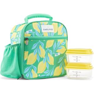 imageFit ampamp Fresh Lunch Bag For Women Insulated Womens Lunch Bag For Work Large Lunch Box For Women With Two Matching Containers Townsend Lunch Bag Navy WildflowerBright Green Lemon