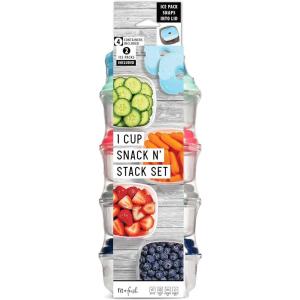 imageFit ampamp Fresh Small Plastic Containers With Lids 8 oz Small Snack Containers With Lids Reusable Leakproof Dressing and Condiment Containers With Two Attachable Ice Packs 4PK Light1 Cup