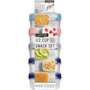 imageFit ampamp Fresh Small Plastic Containers With Lids 8 oz Small Snack Containers With Lids Reusable Leakproof Dressing and Condiment Containers With Two Attachable Ice Packs 4PK Light12 Cup