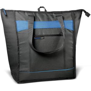 imageRachael Ray Chillout Soft Cooler Bag Large Reusable Insulated Grocery Bag with Zippered Top Travel Tote for Hot or Cold Food Grocery Tote BagBlack  Navy