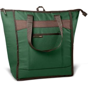 imageRachael Ray Chillout Soft Cooler Bag Large Reusable Insulated Grocery Bag with Zippered Top Travel Tote for Hot or Cold Food Grocery Tote BagForest Green