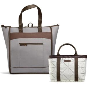 imageRachael Ray Chillout Soft Cooler Bag Large Reusable Insulated Grocery Bag with Zippered Top Travel Tote for Hot or Cold Food Grocery Tote BagGrey  Ivory Print