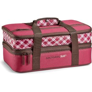 imageRachael Ray Expandable Insulated Casserole Carrier for Hot or Cold Food Thermal Lasagna Lugger Tote for Potluck Parties Picnic and Cookouts Fits 9quot x 13quot Baking DishBurgandy