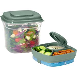 imageRachael Ray Salad Container For Lunch Salad Lunch Container For Adults Salad Bowl Kit With Compartments For Salad Dressing ampamp Toppings Includes Ice PackDeluxe Salad Set  Green