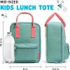 imageFit ampamp Fresh Connor Kids Tote Versatile Thermal Insulated Box for School and Camp Lunch Bag with Front Zip Pocket Boulder Gray StandardSeafoam Green
