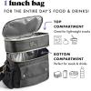 imageFit ampamp Fresh Foundry Dual Compartment Lunch Bag For Adults Insulated Extra Large Lunchbox For Meal Prep With Matching Containers Front Pocket Adjustable Strap SteelBlack
