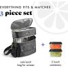 imageFit ampamp Fresh Foundry Dual Compartment Lunch Bag For Adults Insulated Extra Large Lunchbox For Meal Prep With Matching Containers Front Pocket Adjustable Strap SteelBlack