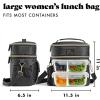 imageFit ampamp Fresh Foundry Dual Compartment Lunch Bag For Adults Insulated Extra Large Lunchbox For Meal Prep With Matching Containers Front Pocket Adjustable Strap SteelBlack