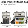 imageFit ampamp Fresh Foundry Dual Compartment Lunch Bag For Adults Insulated Extra Large Lunchbox For Meal Prep With Matching Containers Front Pocket Adjustable Strap SteelTaupe and Black Dot