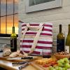 imageFit ampamp Fresh Foundry Wine Carrier Bag ampamp Soft Cooler Bag Insulated Leak Proof Large Soft Sided Cooler Bag 6 Bottle Wine Bag With Removable Divider For Beach Picnics and Travel CamoMerlot Stripe