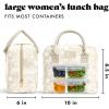 imageFit ampamp Fresh Lunch Bag For Women Insulated Womens Lunch Bag For Work Leakproof ampamp StainResistant Large Lunch Box For Women With 2 Large Containers Zipper Closure Bloomington Lunch Bag Plum StripeTan Toile