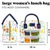 imageFit ampamp Fresh Lunch Bag For Women Insulated Womens Lunch Bag For Work Leakproof ampamp StainResistant Large Lunch Box For Women With 2 Large Containers Zipper Closure Bloomington Lunch Bag Plum StripeFruit Print