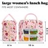 imageFit ampamp Fresh Lunch Bag For Women Insulated Womens Lunch Bag For Work Leakproof ampamp StainResistant Large Lunch Box For Women With 2 Large Containers Zipper Closure Bloomington Lunch Bag Plum StripePink Pasta Dinner