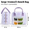 imageFit ampamp Fresh Lunch Bag For Women Insulated Womens Lunch Bag For Work Leakproof ampamp StainResistant Large Lunch Box For Women With 2 Large Containers Zipper Closure Bloomington Lunch Bag Plum StripeLavender Scallop