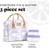 imageFit ampamp Fresh Lunch Bag For Women Insulated Womens Lunch Bag For Work Leakproof ampamp StainResistant Large Lunch Box For Women With 2 Large Containers Zipper Closure Bloomington Lunch Bag Plum StripeLavender Toile