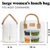 imageFit ampamp Fresh Lunch Bag For Women Insulated Womens Lunch Bag For Work Leakproof ampamp StainResistant Large Lunch Box For Women With 2 Large Containers Zipper Closure Bloomington Lunch Bag Plum StripeIvory