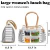 imageFit ampamp Fresh Lunch Bag For Women Insulated Womens Lunch Bag For Work Leakproof ampamp StainResistant Large Lunch Box For Women With Containers and Zipper Closure Copley Bag PlumGray Stripes