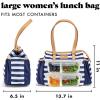 imageFit ampamp Fresh Lunch Bag For Women Insulated Womens Lunch Bag For Work Leakproof ampamp StainResistant Large Lunch Box For Women With Containers and Zipper Closure Copley Bag PlumNavy Stripe