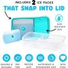 imageFit ampamp Fresh Sandwich and Snack Set Dual Container with Ice Pack Adult and Kids Lunch Container Sandwich Container for Lunch Box BlueKids Bento Box