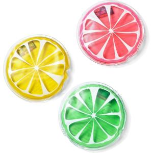 imageCool Coolers Boo Boo Flexible Gel Ice Pack 4x4 Reusable Cold Compress for Minor Injuries 3 Pack DinoAssorted Fruit