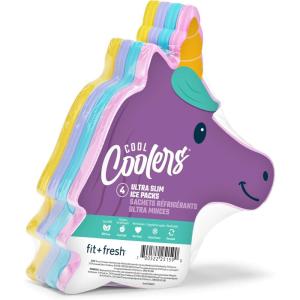 imageCool Coolers Kids Lunch Box Ice Packs Slim Ice Packs for Lunch Bags ReusableMulticolored 4 Pack DinosaurUnicorn