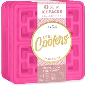 imageCool Coolers XL Fashion Ice by Fit  Fresh 4pk Ice Packs for Coolers Freezer Packs for Lunchboxes Pearl WhiteHot Pink  Large 3PK