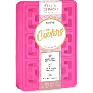 imageCool Coolers XL Fashion Ice by Fit  Fresh 4pk Ice Packs for Coolers Freezer Packs for Lunchboxes Pearl WhiteHot Pink  XLarge 2PK