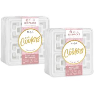 imageCool Coolers XL Fashion Ice by Fit  Fresh 4pk Ice Packs for Coolers Freezer Packs for Lunchboxes Pearl WhitePearl White  Large  6PK