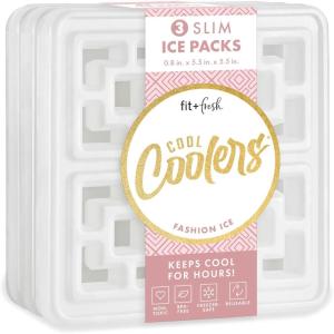 imageCool Coolers XL Fashion Ice by Fit  Fresh 4pk Ice Packs for Coolers Freezer Packs for Lunchboxes Pearl WhitePearl White  Large 3PK
