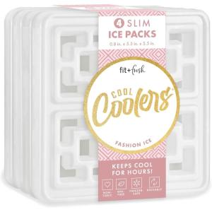 imageCool Coolers XL Fashion Ice by Fit  Fresh 4pk Ice Packs for Coolers Freezer Packs for Lunchboxes Pearl WhitePearl White  Large 4PK