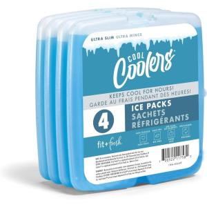 imageCool Coolers by Fit  Fresh Reusable ampamp LongLasting Slim Ice Packs Cold Packs for Lunch Boxes Ice Packs for Lunch Bags Blue 12 PackClear Blue