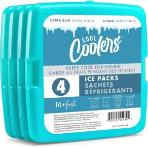 imageCool Coolers by Fit  Fresh Reusable ampamp LongLasting Slim Ice Packs Cold Packs for Lunch Boxes Ice Packs for Lunch Bags Blue 12 PackGreen