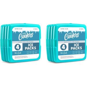 imageCool Coolers by Fit  Fresh Reusable ampamp LongLasting Slim Ice Packs Cold Packs for Lunch Boxes Ice Packs for Lunch Bags Blue 12 PackGreen 8 PK